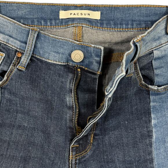 PacSun SZ 26 High-Rise Jeggings Jeans Two-Tone Stretch Mid-Rise Zip-Fly Pockets - Picture 3 of 9